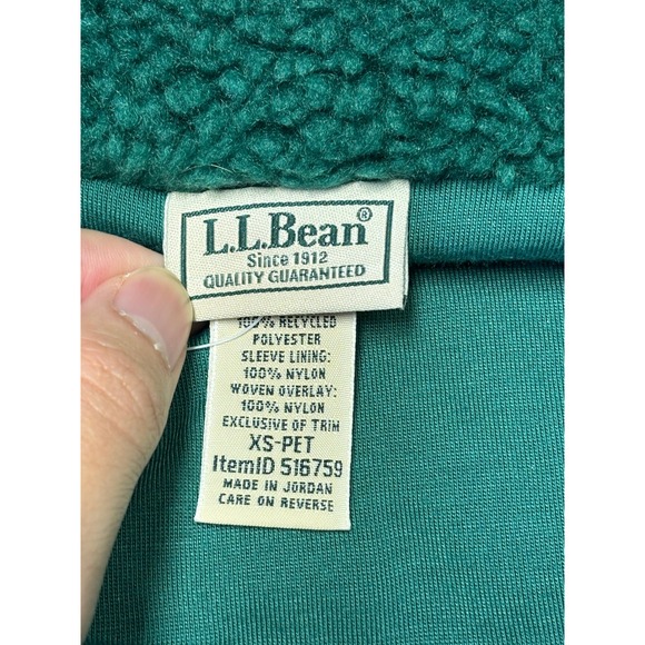 NWT LL Bean Sherpa Fleece Jacket Emerald Spruce Green 516759 Womens XS PET - Picture 3 of 9